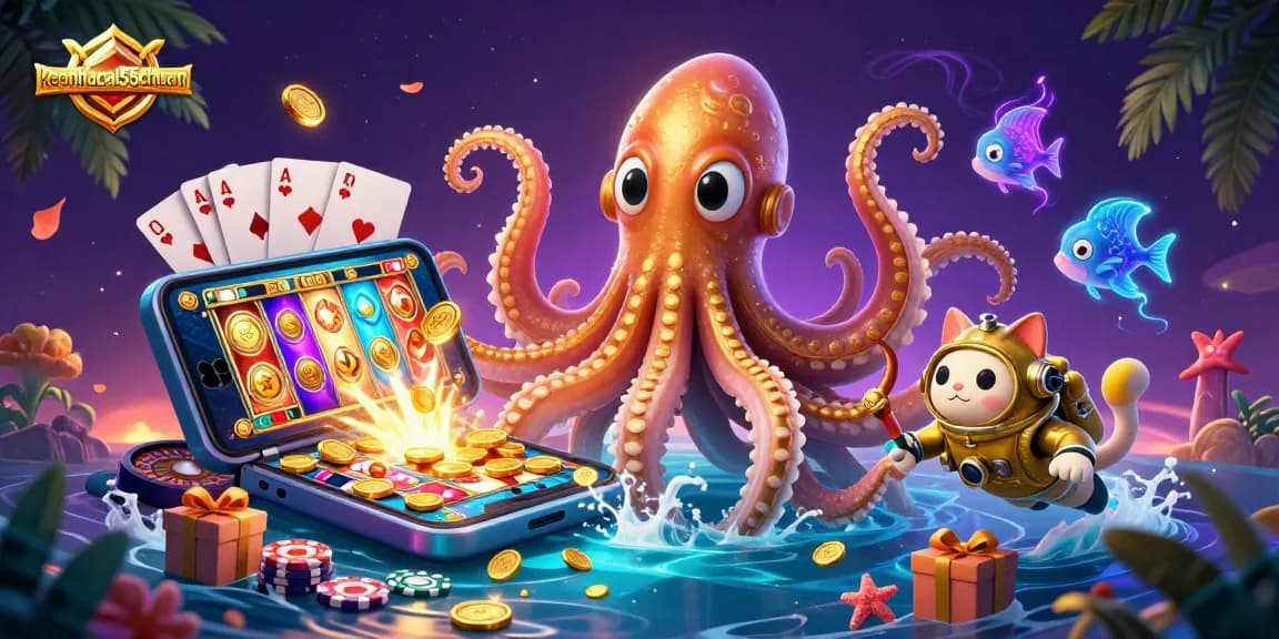 Experience thrilling adventures in keonhacai55chuan with a vibrant treasure-filled scene and exciting gaming elements.