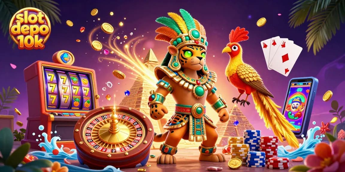 Spin to win with slot depo 10k, showcasing vibrant slot visuals and dynamic game elements