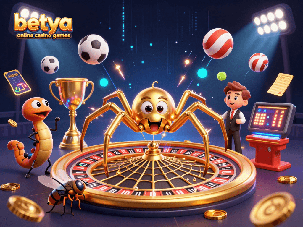Experience vibrant betya online casino games with this energetic 3D illustration showcasing dynamic gaming elements.