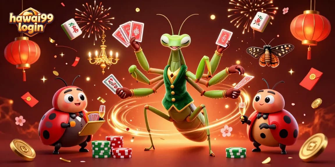 Engage with hawai99 login for vibrant casino fun amidst dazzling 3D characters and golden elements.