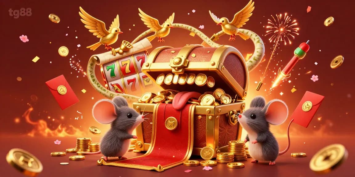 Experience the vibrant world of tg88 with captivating slot riches and festive casino visuals.
