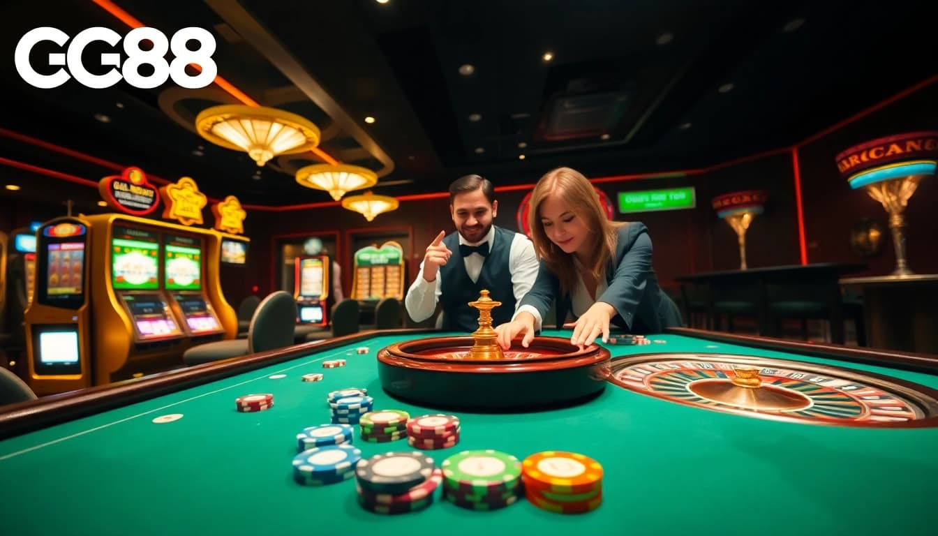 Engaging players thoroughly enjoy at the GG88 casino, surrounded by thrilling gaming options.