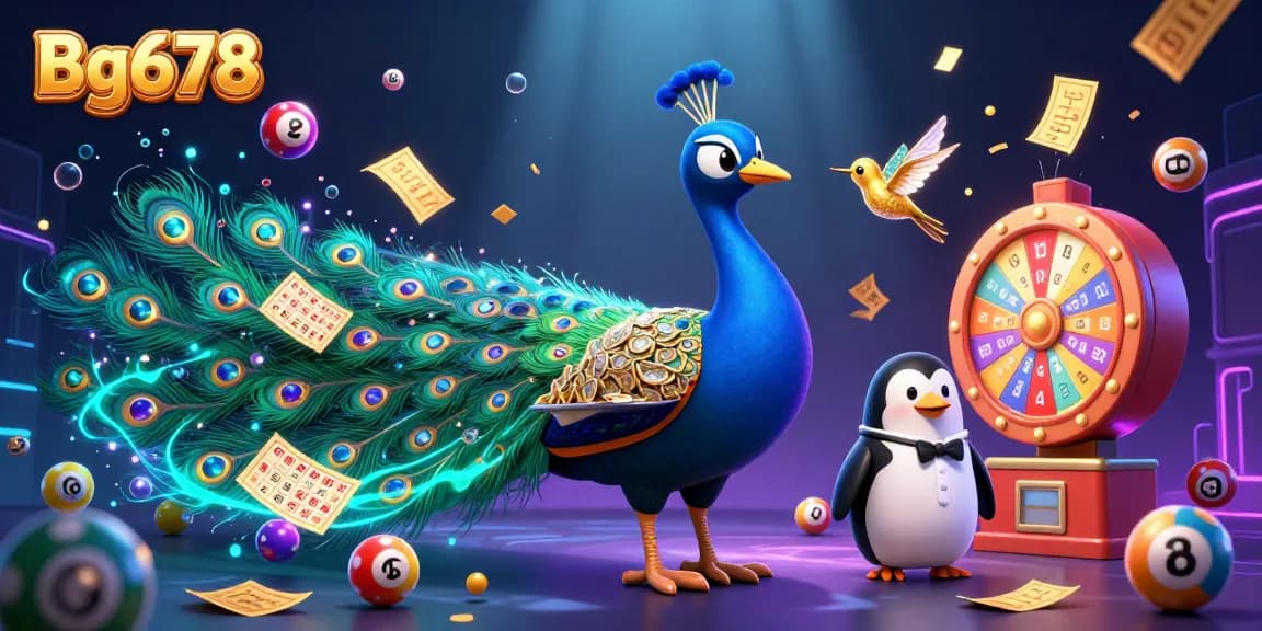 Experience thrilling wins with Bg678 lottery games, lively characters, and vibrant elements in a captivating scene.