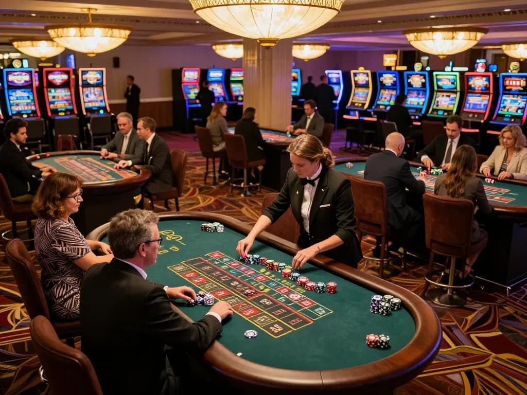 casinoatlas features players betting at roulette tables in a vibrant casino environment