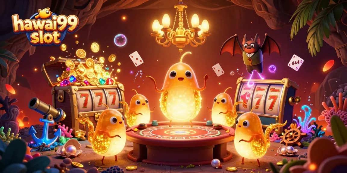 Play hawai99 slot in a vibrant cave casino with colorful themes and engaging elements.