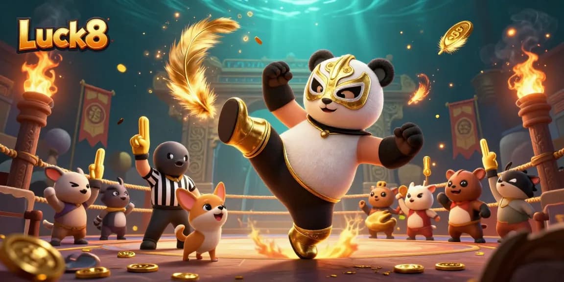 Luck8 creates excitement with vibrant casino elements and lively characters engaging the audience.