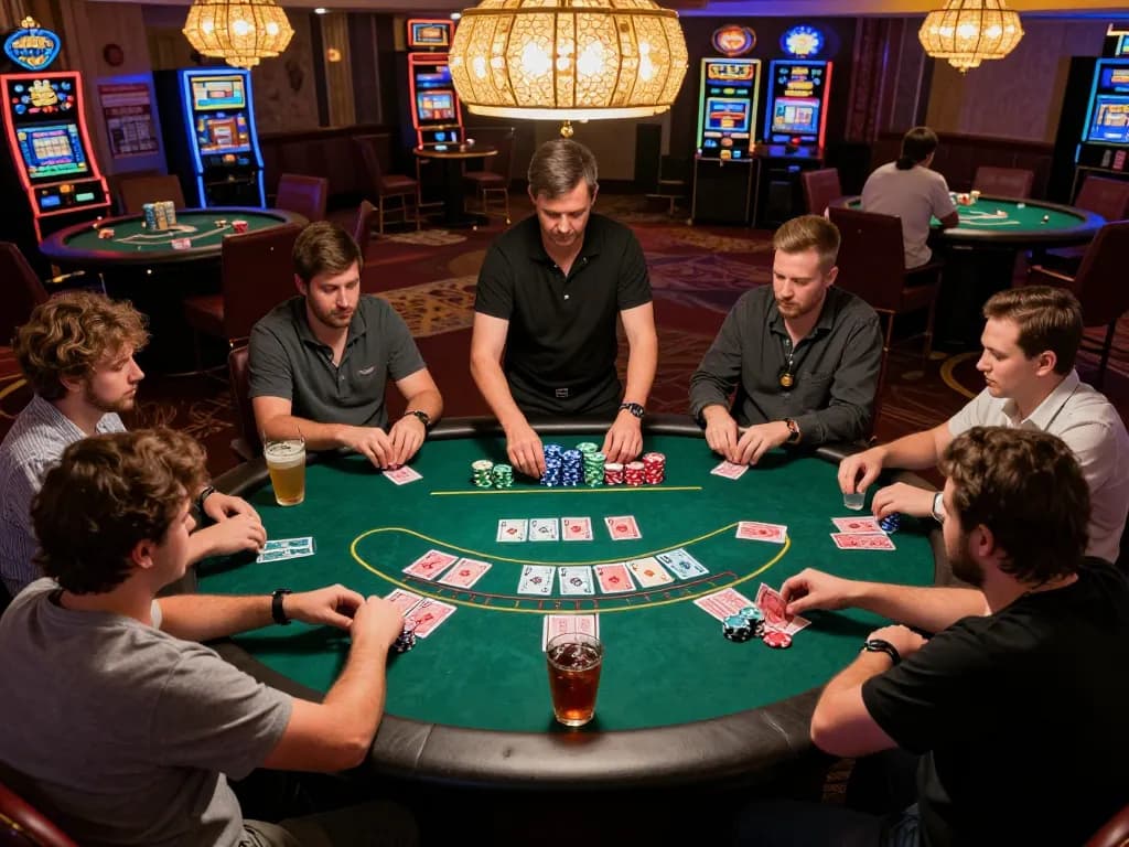 Engaging poker gameplay at 388bet casino with players managing their chips and cards.