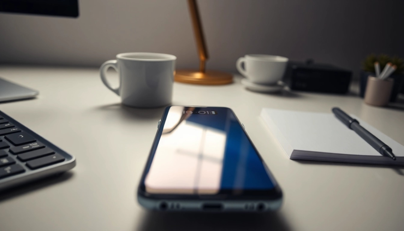 Samsung S8 smartphone showcasing innovative design in a professional setup