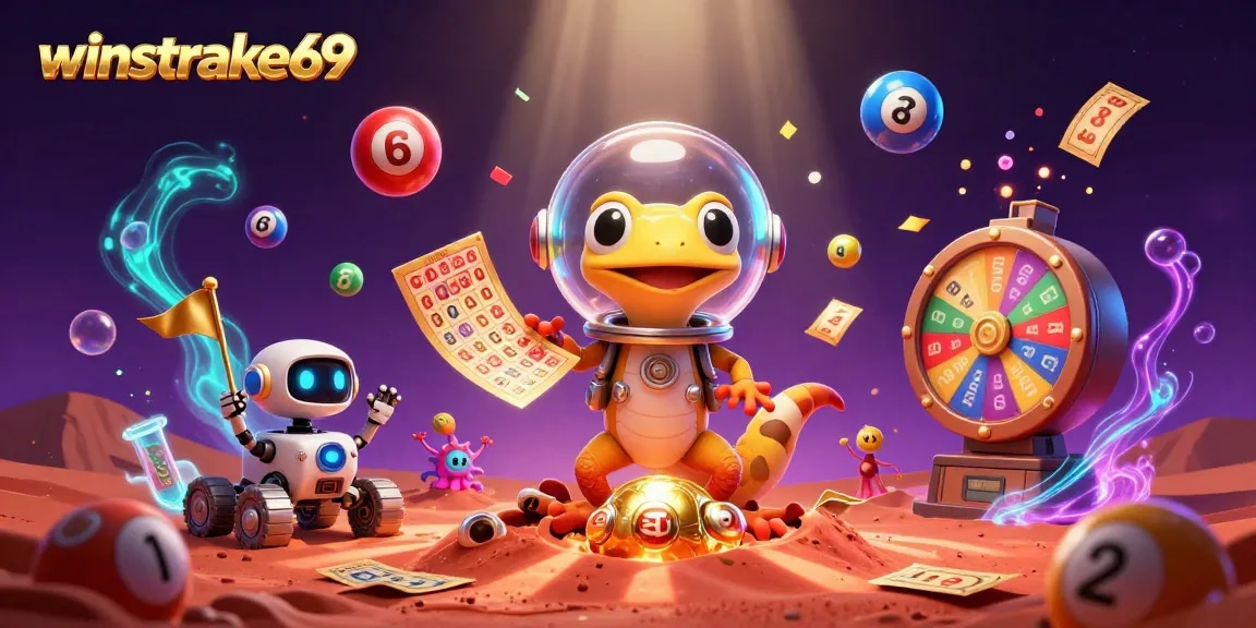 Experience excitement at winstrike69 with an alien gecko discovering a golden casino!