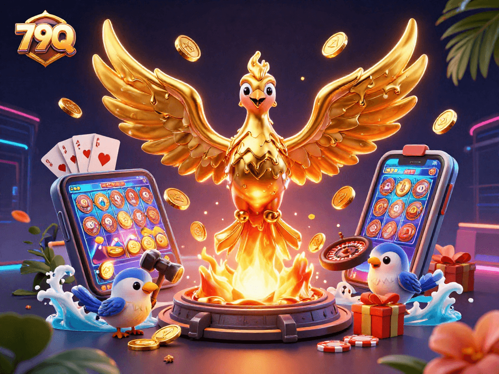 Ative a sorte jogando 79Q com uma ilustração 3D vibrante de jogos de cassino.