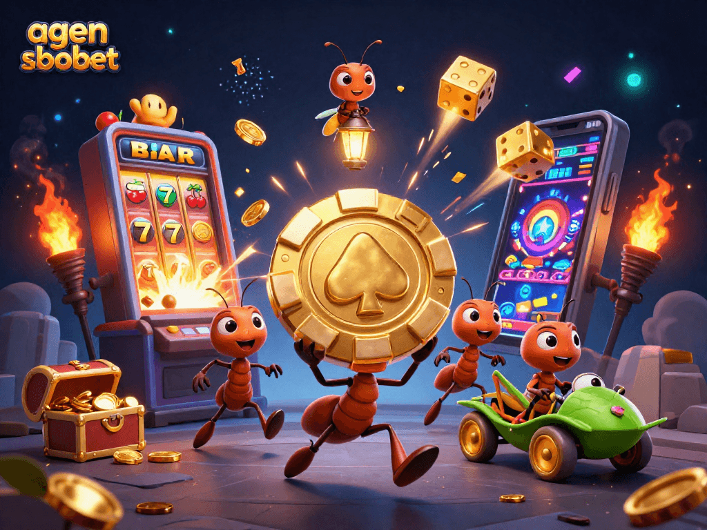 Experience thrilling action with agen sbobet as ants execute a heist, gold symbols scatter!