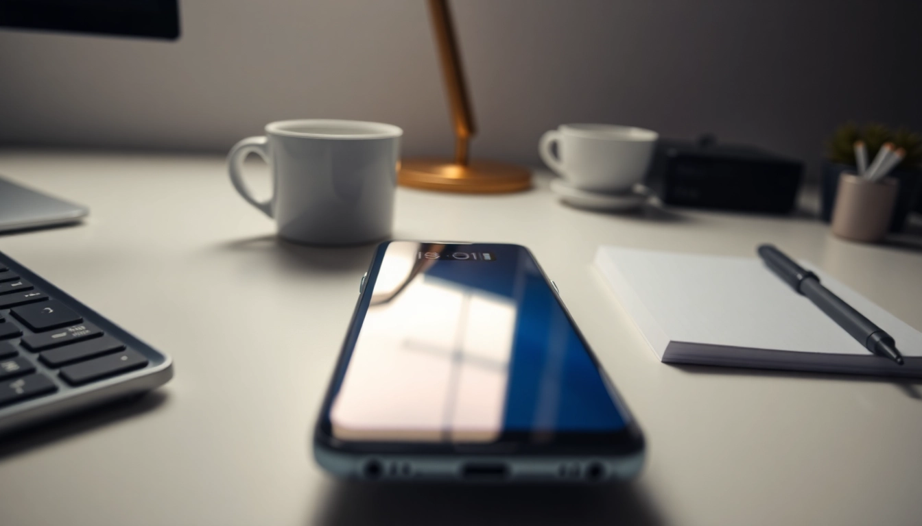 Samsung S8 smartphone showcasing innovative design in a professional setup