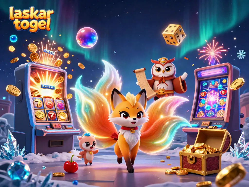 Experience the thrill of laskar togel with vibrant characters in a dazzling casino scene filled with jackpots.