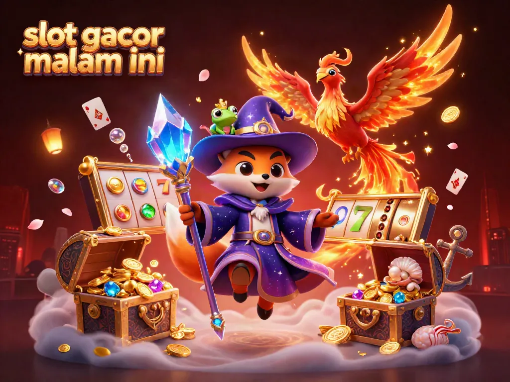 Menampilkan suasana slot gacor malam ini dengan karakter magis dan elemen slot yang menarik.