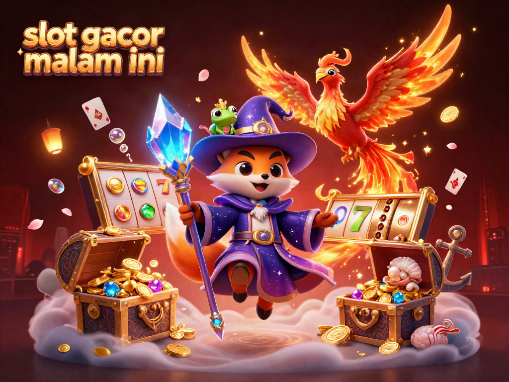 Menampilkan suasana slot gacor malam ini dengan karakter magis dan elemen slot yang menarik.