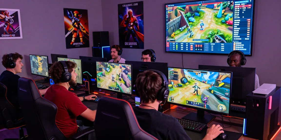 Exciting multiplayer gaming on https://cikagames.com/ with diverse players, vibrant game visuals, and an energetic gaming atmosphere.