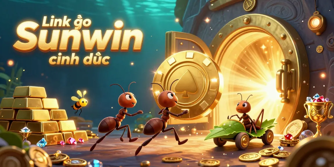 Engage in the adventure with the Link vào Sunwin chính thức as a team of ants steals a giant poker chip amidst a treasure-filled scene.