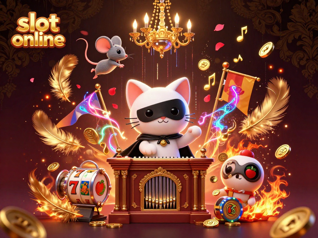 Spin to win in this exciting slot online scene featuring a phantom cat and mouse acrobat.