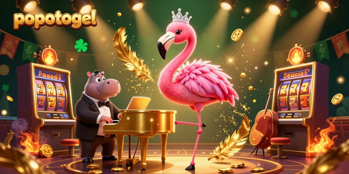 Engage with popotogel's thrilling 3D casino scene featuring vibrant characters and lively gameplay.