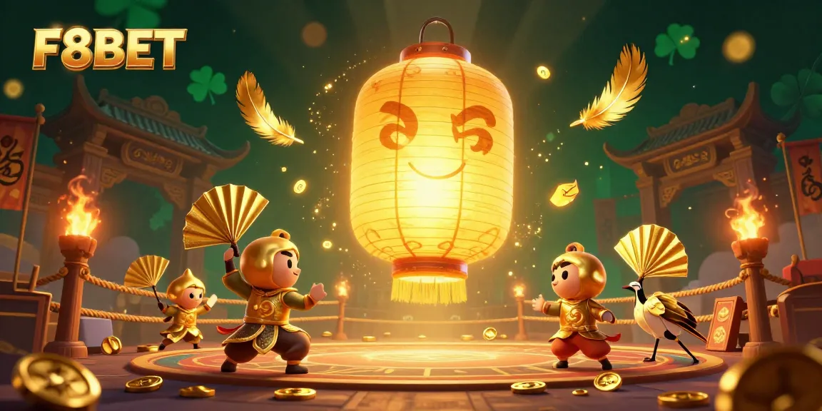 Win big with F8BET in this vibrant 3D casino scene filled with lucky symbols and dynamic characters.