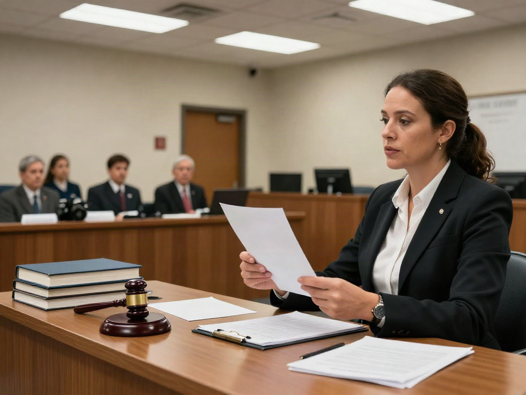 Attorney defending a probation DUI case in Forsyth County GA courtroom setting with legal documents and engaged jurors.