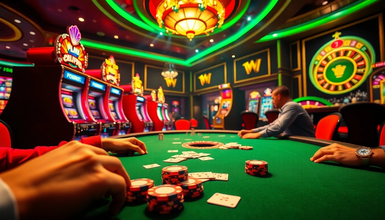 Action-packed poker game scene highlighting popular porn games elements in a vibrant casino atmosphere.