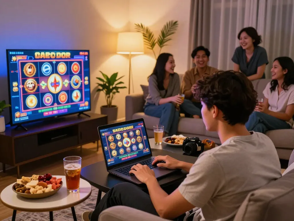 Pengalaman bermain slot online gacor yang menarik di ruang tamu yang nyaman.