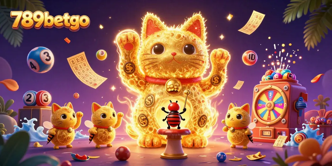 Engage with 789betgo's exciting casino universe through this vibrant illustration of a lucky cat and casino symbols.