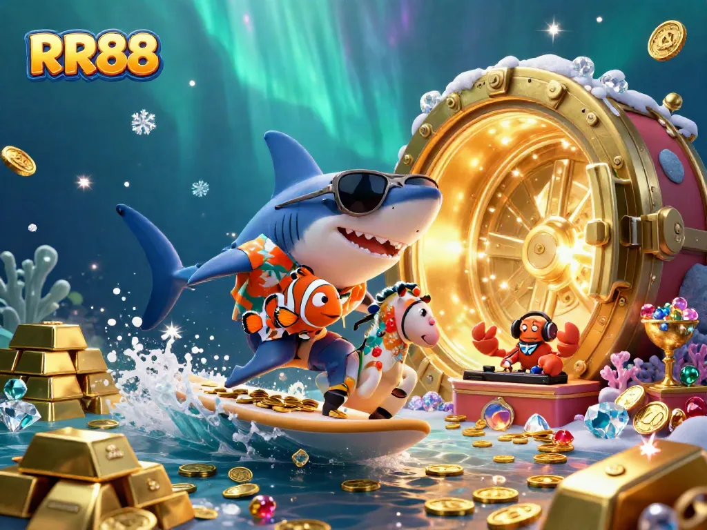 Experience RR88's thrilling underwater casino adventure featuring vibrant characters and treasures.