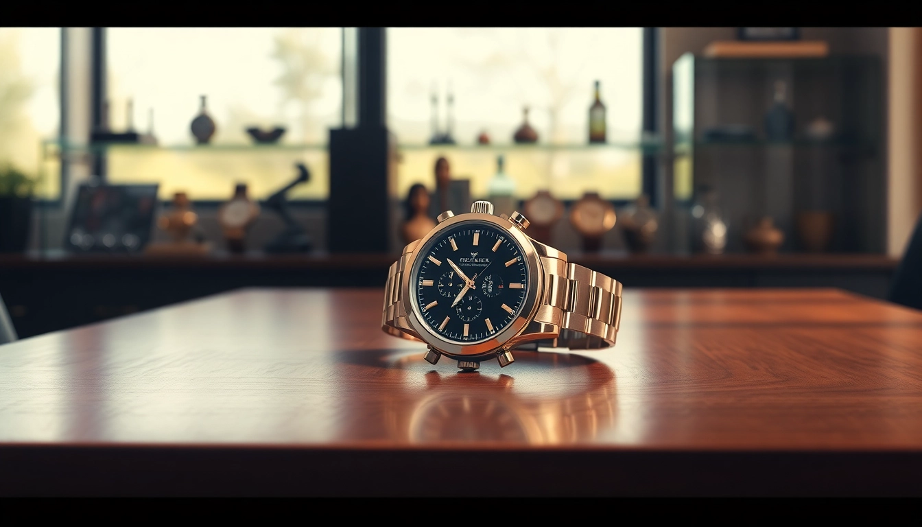 Showcase a luxurious replica watch with intricate details and a metallic finish.