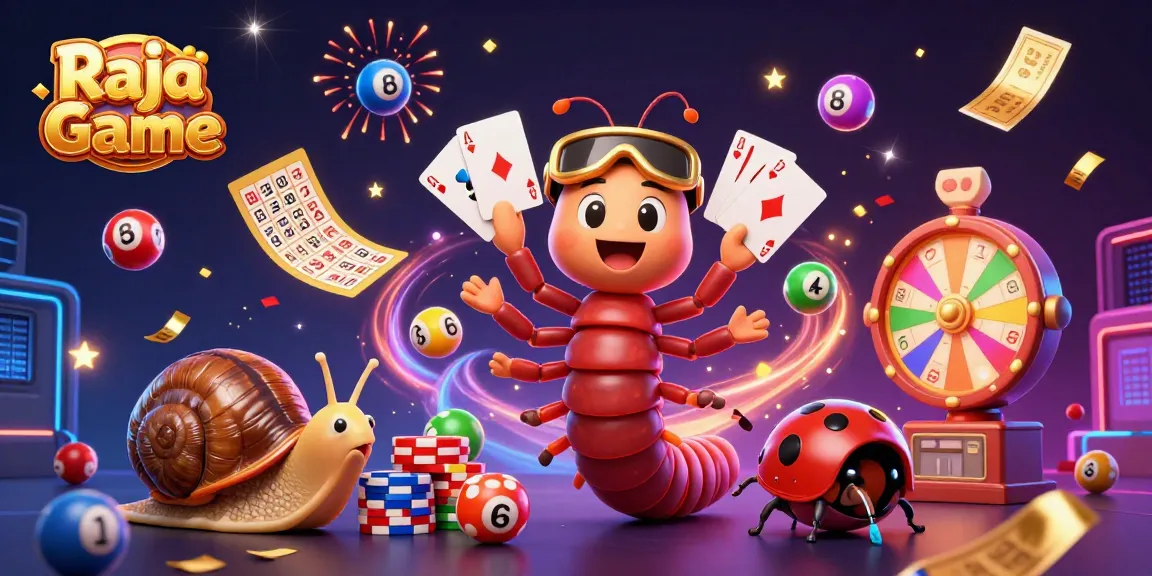 Raja Game dealer and characters gaming under colorful lottery elements for big wins