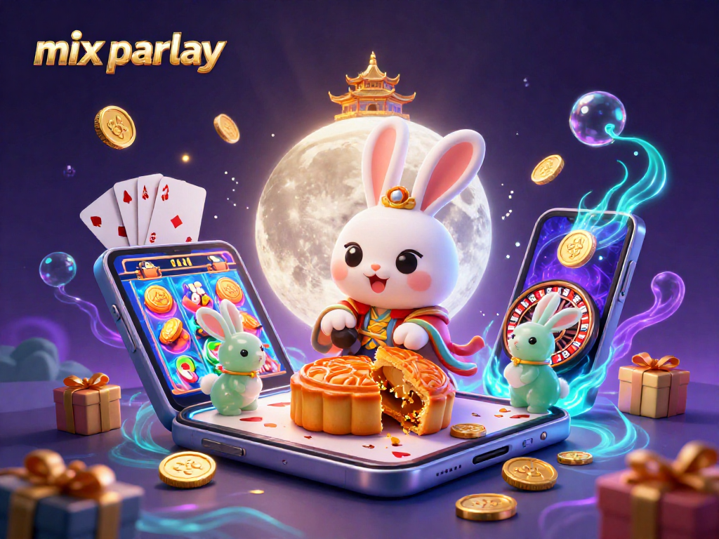 Place bets and engage with mix parlay at this vibrant casino-themed lunar illustration.
