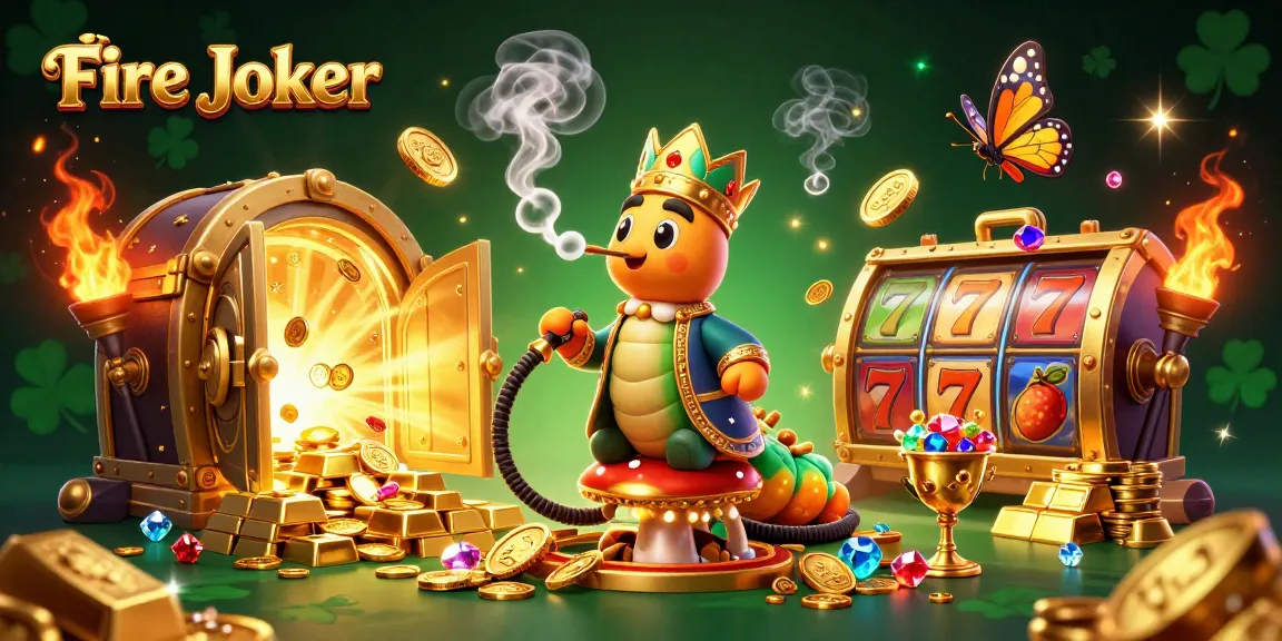 Experience the excitement of Fire Joker with vibrant slot reels and a whimsical 3D carousel of treasures.