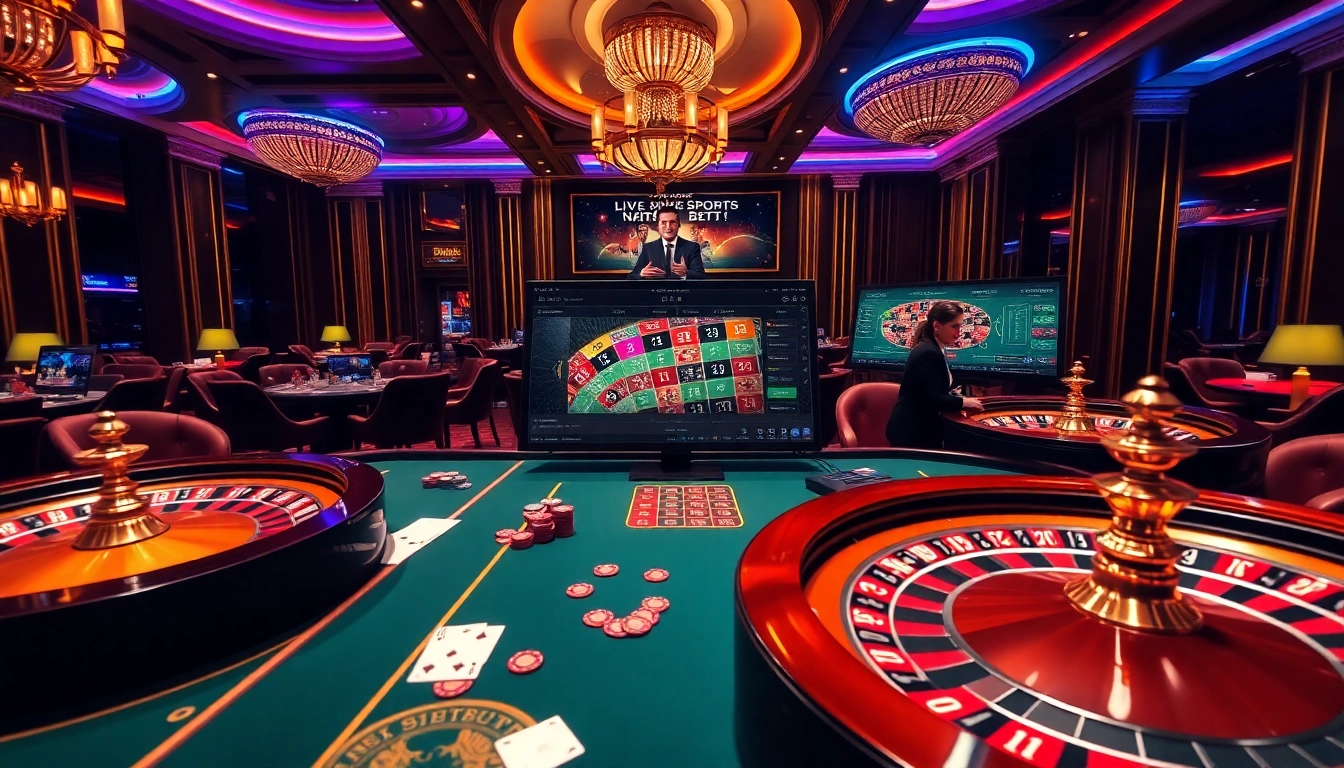 Engaging BK8Thai online gaming scene with poker chips and casino tables.