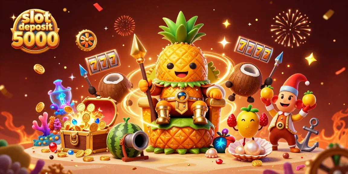 Sensasi bermain slot deposit 5000 di kasino dengan karakter kartun dan elemen menarik yang menggairahkan.