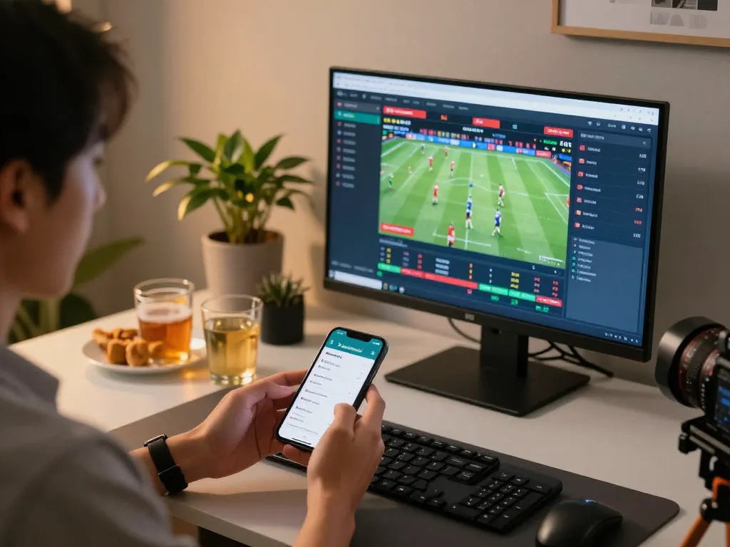 Engaging online sports betting scene featuring keonhacai betting interface on multiple screens.