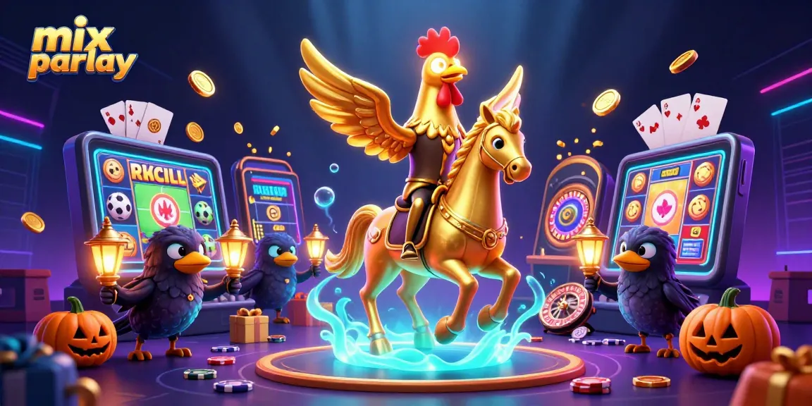 Experience competitive mix parlay betting with a dynamic casino illustration featuring a golden rooster and gaming elements.