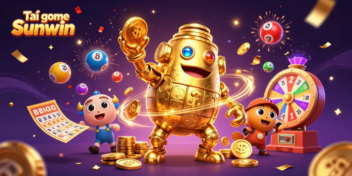 Engage with Tải game Sunwin in a vibrant casino scene with dynamic lottery elements.