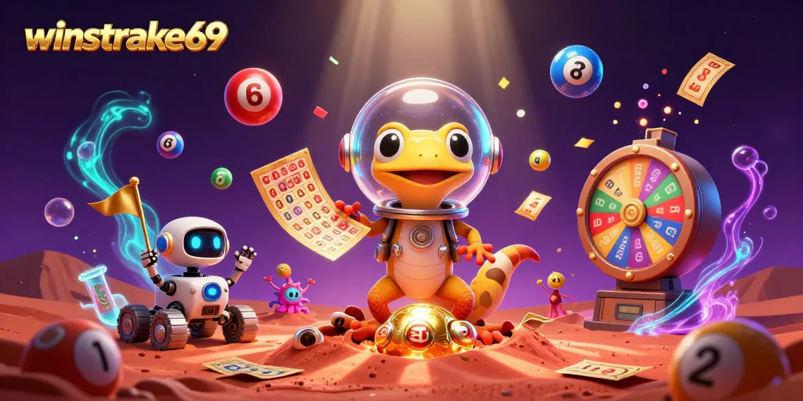 Experience excitement at winstrike69 with an alien gecko discovering a golden casino!