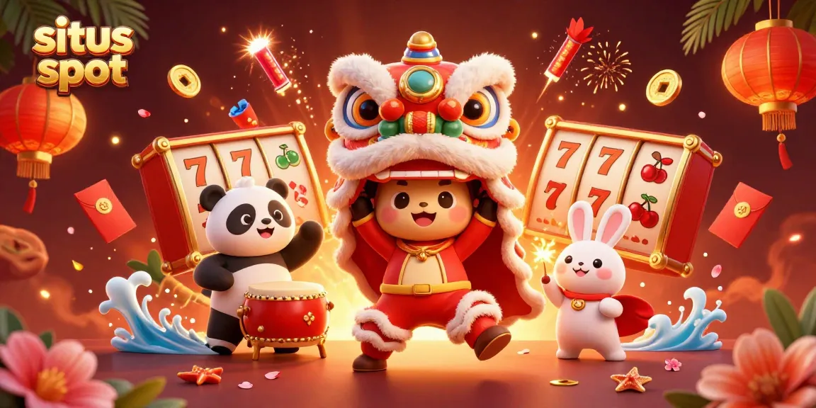 Situs slot menampilkan karakter naga tahun baru China dengan elemen kasino yang kaya, menghadirkan nuansa permainan yang meriah.