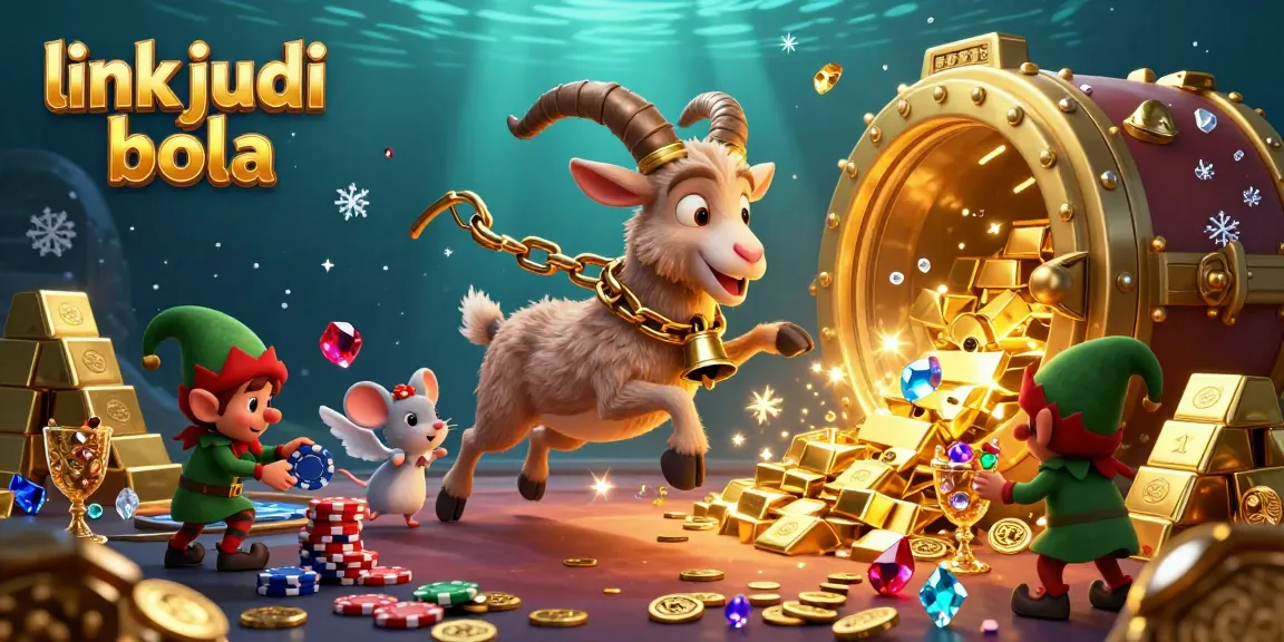 Engage in thrilling betting action at the link judi bola casino, where Krampus and festive characters entertain amidst treasures.