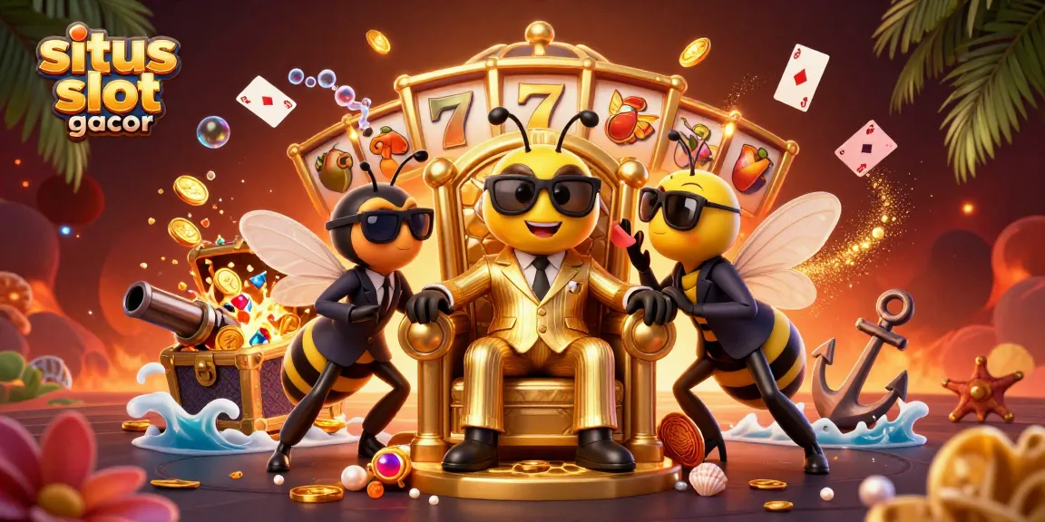 Gambarkan pengalaman bermain situs slot gacor dengan simbol slot dan harta karun.