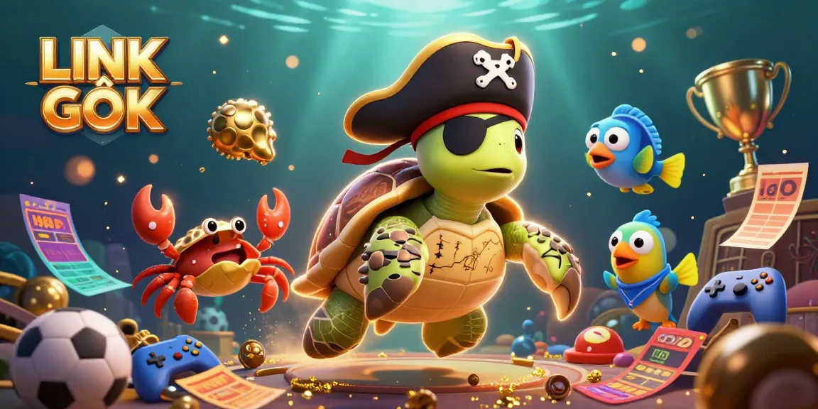 Experience LINK GỐC with dynamic characters and casino-themed sports betting elements in an underwater adventure.