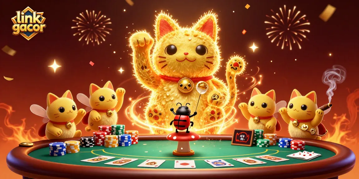 Experience winning strategies at link gacor with a vibrant illustration of a lucky cat made of fireflies.